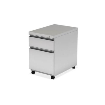 two drawer light gray cabinet on wheels